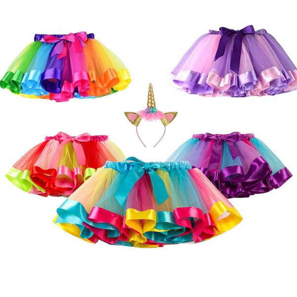 Girls INS Unicorn TUTU skirt +hair accessory sets Cosplay unicorn short skirt kids dress 0-8years 0602040