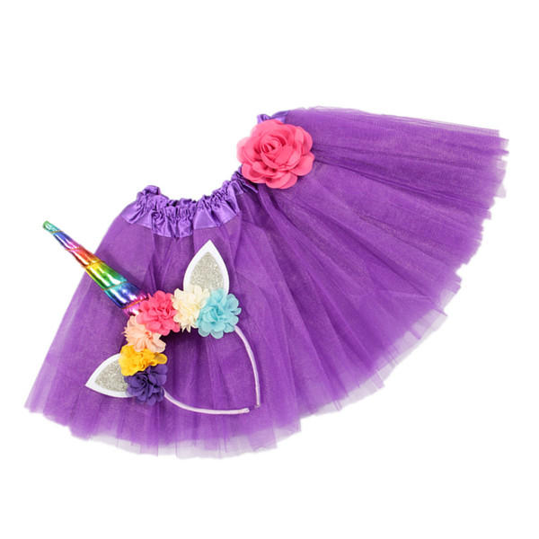 5pcs/lot Toddler Baby Girls Cute Unicorn Tutu Skirt + Headband Photography Prop Costume