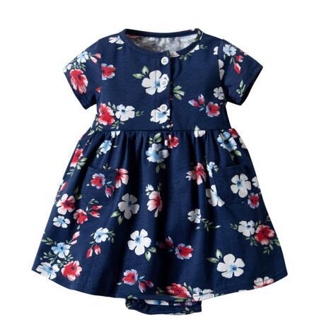 Hot sale Toddler Kid Baby Girl Short Sleeve Floral Dress Princess Romper Dresses Clothes Short Sleeve Floral Dress