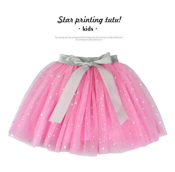 European and American Children's Gold-stamped Half-length Skirt Star Dance Pengpeng Skirt ins Children's Clothes free shipping