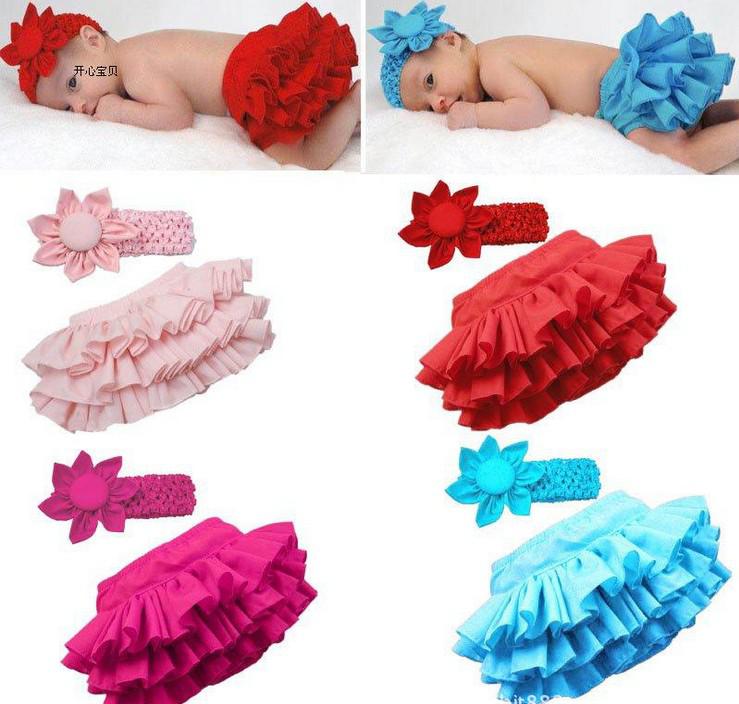 Babay clothing/Baby PP pants+Flower headhand,Baby girl Ruffle lace tutu skirt/dress clothes set infa