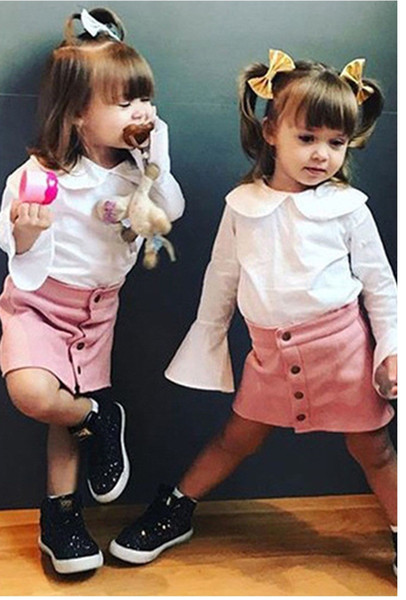 Little Girls Snap Buttons Plain A-Line Skirts Summer 2019 Kids Boutique Clothing 1-4T Baby Girls Cotton Solid Color Short Skirts All-Match