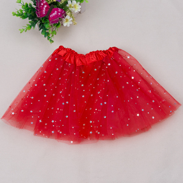 kids girl star glitter dance tutu skirt sequin with 3 layers tulle tutu toddler girl chiffon Birthday Party C190416 free shipping