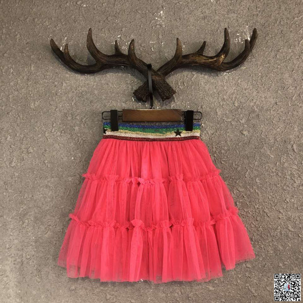 kids designer clothes girls beautiful pleated skirt pink skirt01-1