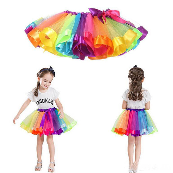 new Girls Kids Rainbow Party Ballet Dance Tutu Skirt Tulle Dress Pettiskirt Tutu Dance Wear Skirts Ballet Pettiskirts Dance Skirt