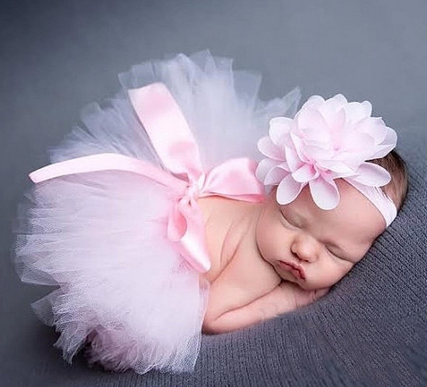 Newborn Baby Tutu Skirt and Matching Headband Set Fluffy Baby Girl Tutu Skirt Baby Photography Props Shower Gift