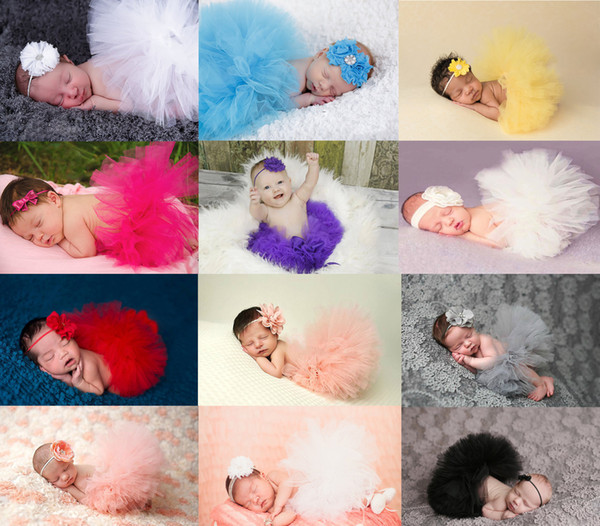 2Pcs Baby Girls Clothing 2018 New Cute Toddler Newborn Baby Girl Colorful Tutu Skirt+ Headband Photo Prop Costume Fashion Outfit 20styles