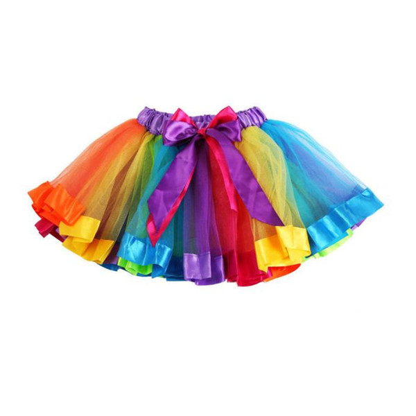 Summer Baby Girl Skirt Kids Baby Girls Bowknot Rainbow Mini Tutu Skirts Party Dance Skirt Clothes Baby Girl Clothes A19