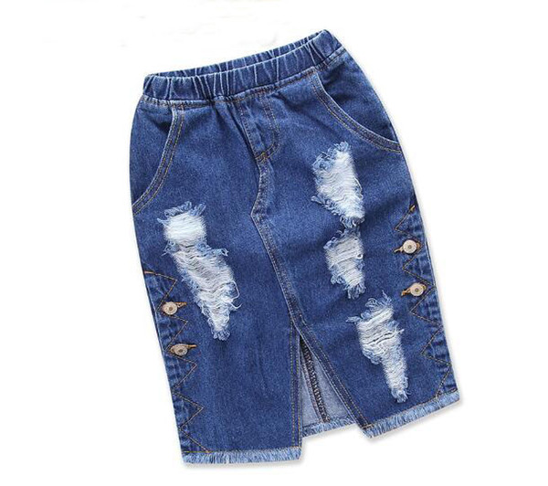 2019 new children's clothing summer explosion models European and American style girls hole denim skirt