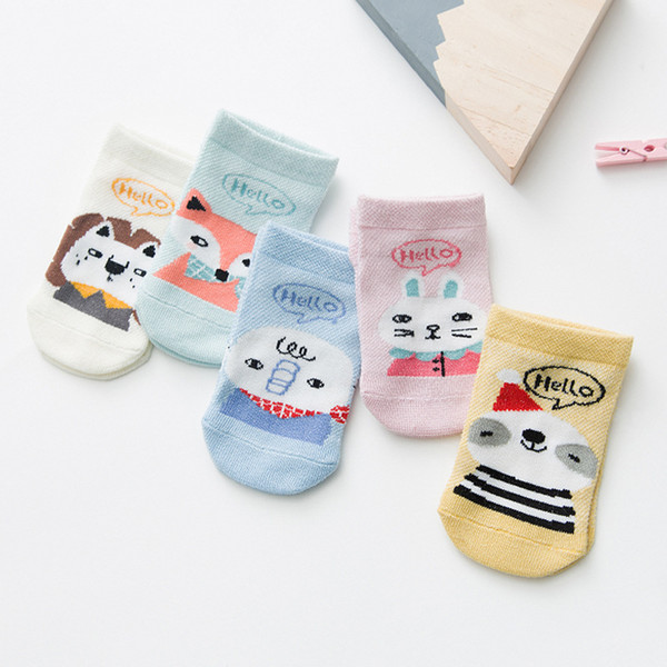 Spring and Summer Children's Athletic Socks Cotton Cartoon Ankle Socks Invisible Breathable Letter Printing Cute Baby Casual Socks