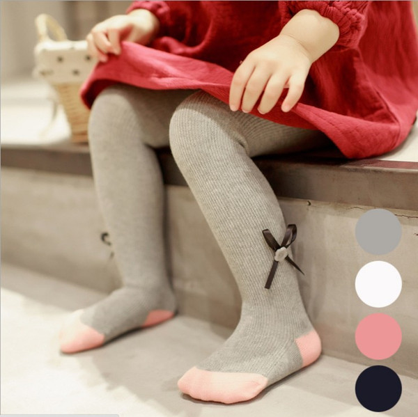 Children's Dress Socks Spring and Summer Solid Bows Pantyhose New Infants Baby Girl's Leggings Socks Kid's Casual Cotton Socks