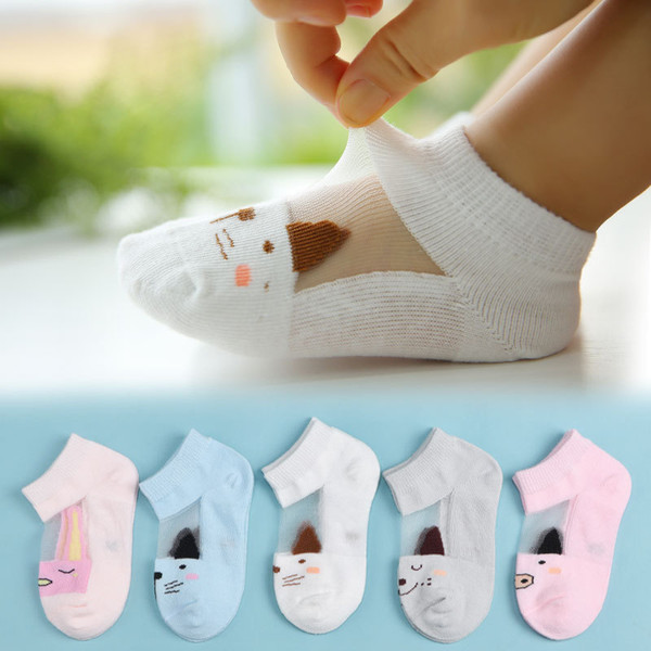 5 pairs Summer Thin Baby Ankle Socks Short Tube Mesh and Lace Children's Casual Socks Cotton and Silk Comfortable Children Sport Socks