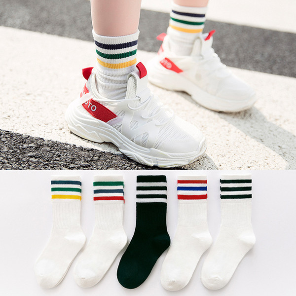 Striped Children's Socks Preppy Style Knee-socks Boys and Girls Student Sports Socks Spring and Summer Cotton Kid's Knee-High Socks