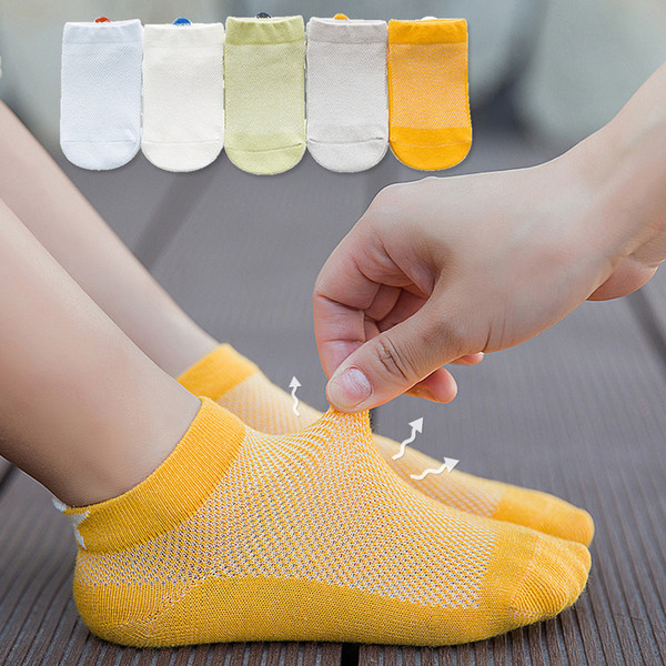 5 pieces Children's socks 2019 spring and summer low mesh stocking ankle socks cotton breathable non-slip socks decorated with star