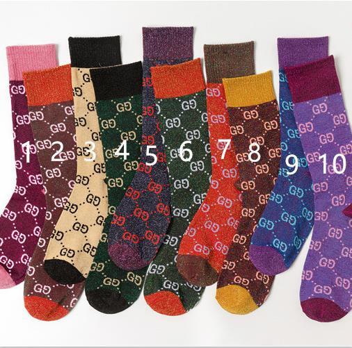 2019 Fashion autumn new candy color letter stack female socks fashion trend multicolor wild cotton socks 10 colors