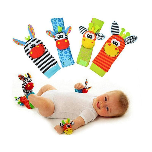 Retail New Baby Toy Socks Baby Toys Gift Plush Garden Bug Wrist Rattle 4 Styles Educational Toys Cute Bright Color