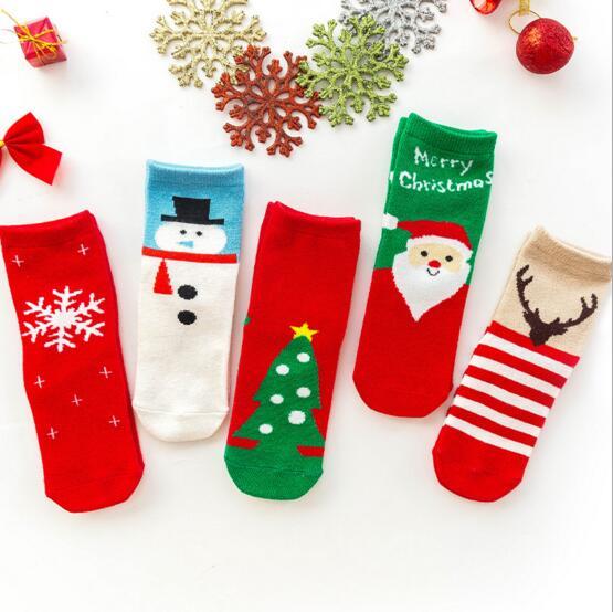 Christmas Sock Baby Kids Cotton Christmas Tree Santa Claus Deer Socking Kids Middle Red Christmasn Baby girl boy Soft socks