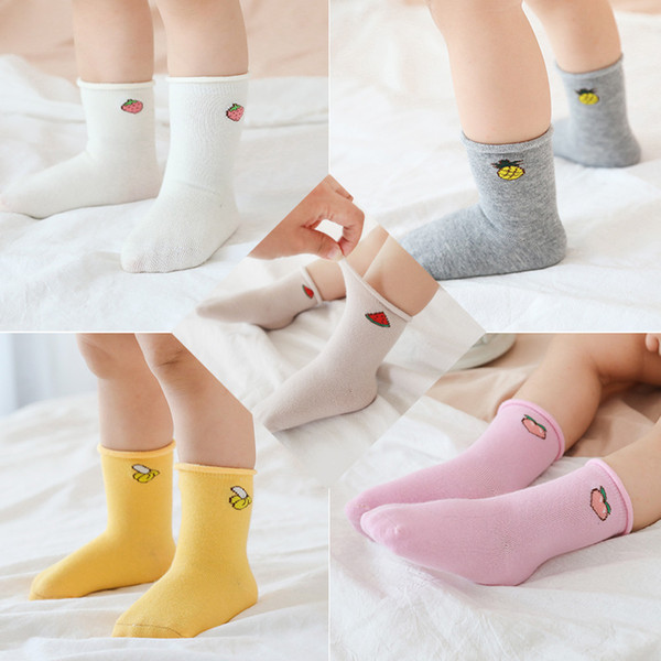 Cotton Baby Socks Children Ankle Short Sock Cartoon Fruit Strawberry Banana Baby Girls Kids Toddler Ruffle Socks Boneless