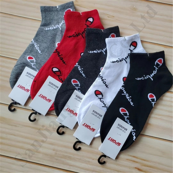 Champion Letter Ankle Socks Men Basketball Sport Socks Pure Cotton Athletic Sock Tide Boat Socks Short Hosiery Anklet Stockings C102205