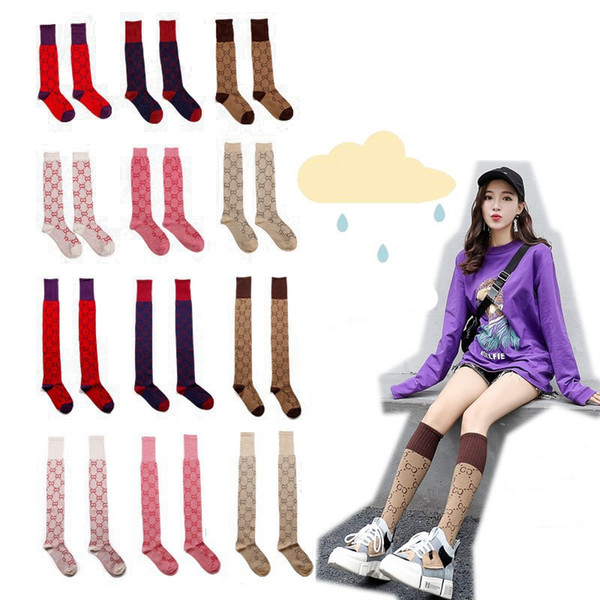 2019 New Women Knee High Socks Vintage Gold Line Golden Sexy Japanese Fashion Over Knee Stocking Star Network Reds Cotton Long Socks C101501