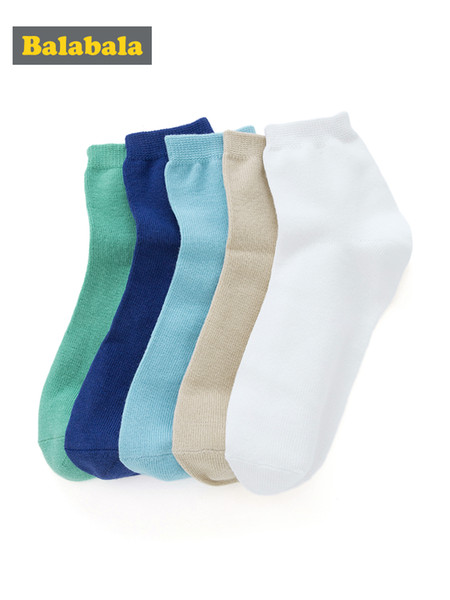 Balabala 5-Pack Multi-Color Socks for Kids Boys Children Toddler Boys Soft Cotton Solid Socks Sports for Spring Autumn