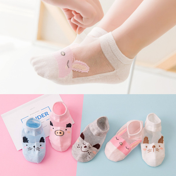 5 Pair Cut Dot animal cat Kids Socks Summer Thin Comfortable Breathable Cotton Fashion Baby Socks Toddler Girls for 0~6 Year