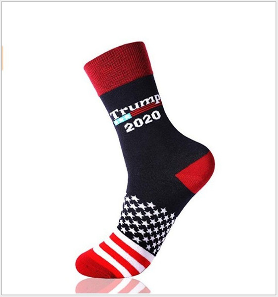 New Hot Sale Multi Colors Middle MAGA Trump 2020 American Stars Stripped Socks Skateboard Hiphop Socks Joke Sock Cotton Unisex Socks