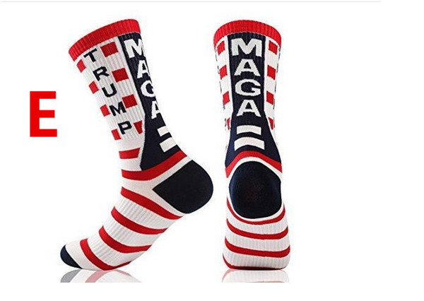 New Arrivals Multi Colors Middle MAGA Trump 2020 American Stars Stripped Socks Skateboard Hiphop Socks Joke Sock Cotton Unisex Socks