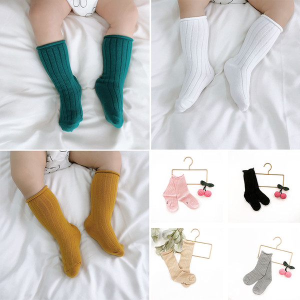 Lovely~Baby Boys Girl Solid Cotton Tube Socks High Quality Toddler Kids Tube Socks Baby Korean Summer Fall Knee