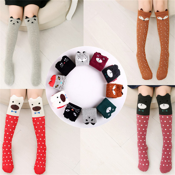 Cartoon Cute Children Socks Print Animal Cotton Baby Kids Socks Knee High Long Fox Socks For Toddler Girl Clothing Accessories DHL