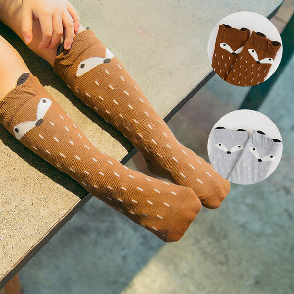 2016 new baby fox socks autumn winter Korea knee high cartoon sock children middle socks footwear star baby leg warmers girls legging socks