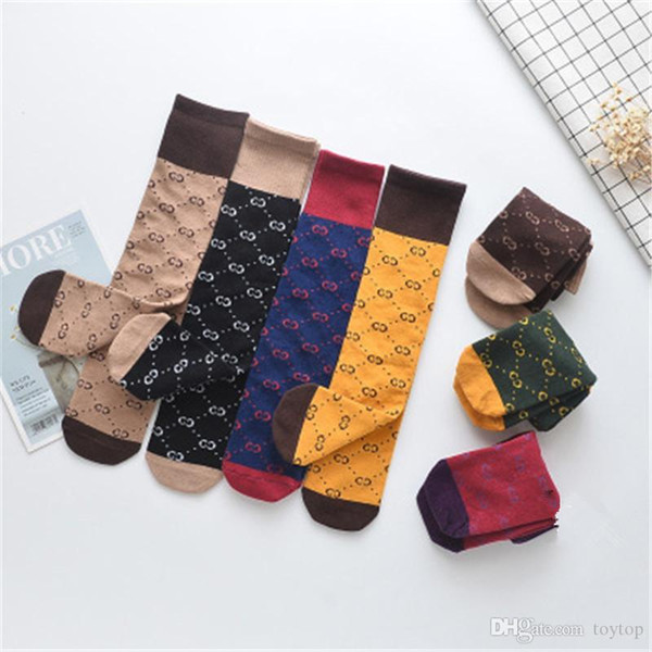 New Children's Socks Occident Tide Letter Contrasts Color Tide Children Socks Children's Stockings Without Heels Parents And Children Socks