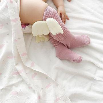 2019 New baby socks with cute angel wings infant childred kids cotton soft long sockings loose Opening socks 0-4 Y