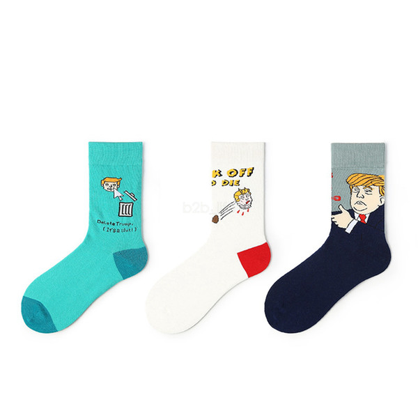 President Trump 2020 Mid stockings Unisex Funny cartoon print Sports Socks Stockings Hip Hop Sock Streetwear LJJA2640-16