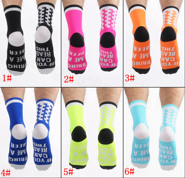 Letter print socks If you can read this bring me a beer leisure sports socks outdoor cycling mid tube socks 2pcs/lot FFA3460-7