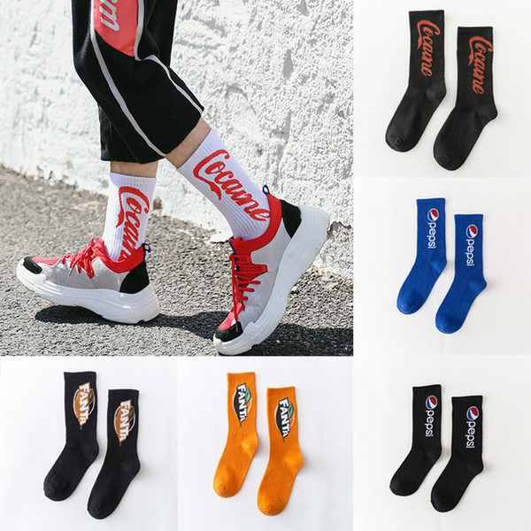 New sock 6 styles Pepsi Cola Fanta print Men Women's fashion Funny stockings High Quality Warm Socks designer socks JY470