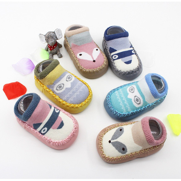 Kids anti slip First Walkers Slippers Cartoon Animal Floor Socks Cotton Baby Shoes Non-slip Socks 12colors