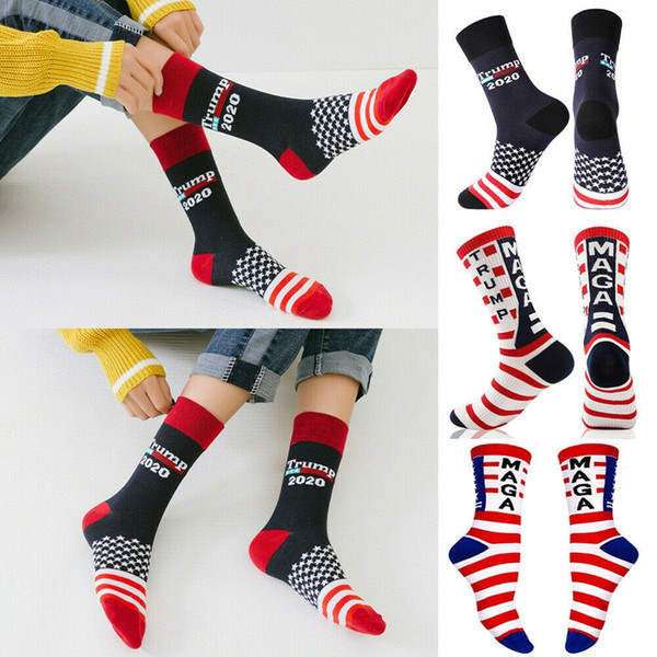 24 Styles Middle MAGA Trump 2020 American Stars Stripped Socks Skateboard hiphop socks JOKE Sock Cotton Unisex Trump Socks ZZA1613-8