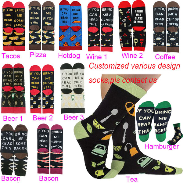 2020 Customized Socks IF YOU CAN READ THIS Mens Sock bacon wine tea coffee tacos dog thsi Womens Chaussettes Fashion Women Mens Adult Socks