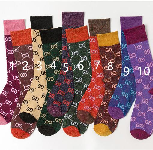 New 2019 autumn new candy color letter pile heap female socks fashion trend multicolor wild cotton socks