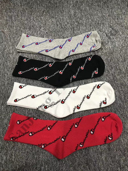 Champion Brand Men Women Casual Striped Socks Sport Basketball Skateboard Tube Stockings Cotton Mid-calf Length Socks 12pairs/lot C111910