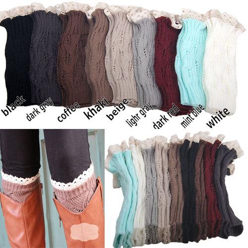 Mic Women's girls Knit Crochet Boot Legwarmers Knited Lace Crochet Boot Cuff- Fall Style 9 colors