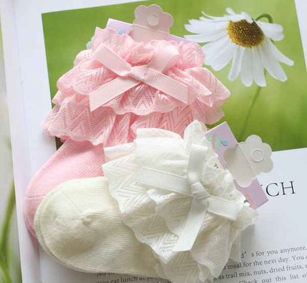 3 colors baby girl Lace Bow socks 100% cotton Elegant children's comfortable Princess socks size 0-8T