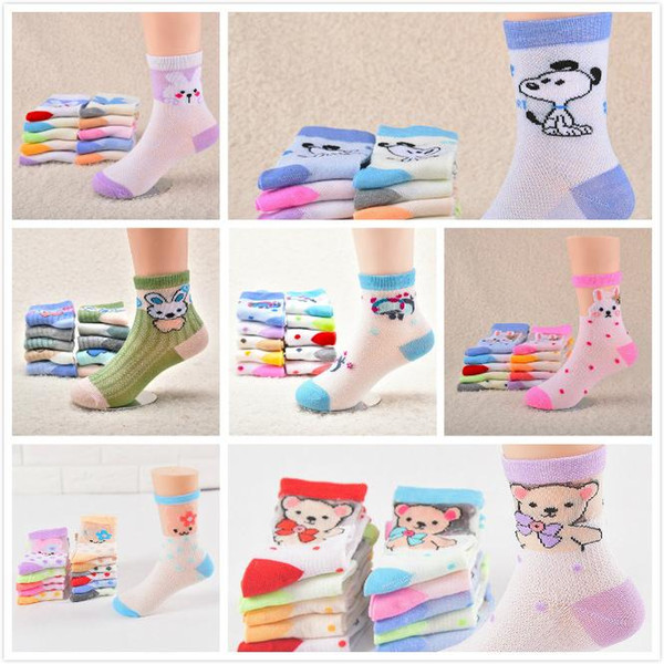 7 Designs Boys Girls Autumn Winter Knitted Cartoon Socks Kids Cotton Soft Socks Baby Candy Colors mixed sock free shipping