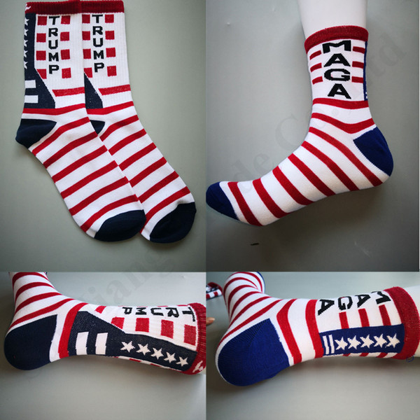 Unisex Men Women Trump Middle Stocking President Election US Flag Striped Star Cotton Socks Skateboard MAGA Mid-calf Length Socks C122001