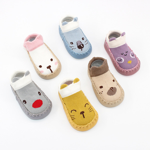 2019 New Baby socks with rubber soles anti slip floor socks cartoon kids Toddler Unisex newborn baby boy Animal deisgn socks0-3Y