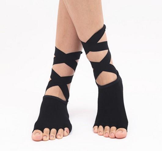 Halter five-toed yoga socks anti-skid five fingers socks ladies ballet lace yoga socks 5pair