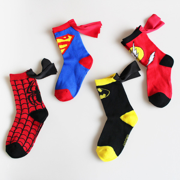 4PCS/SET Kids socks new baby boy girl Winter socks children stocks good quality Cotton Soft Sock Candy-colored striped warm Spiderman socks