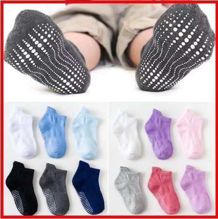 6 Pairs/lot 0 to 6 Yrs Cotton Children's Anti-slip Boat Socks Low Cut Floor Sock For Kid With Rubber Grips Four Season