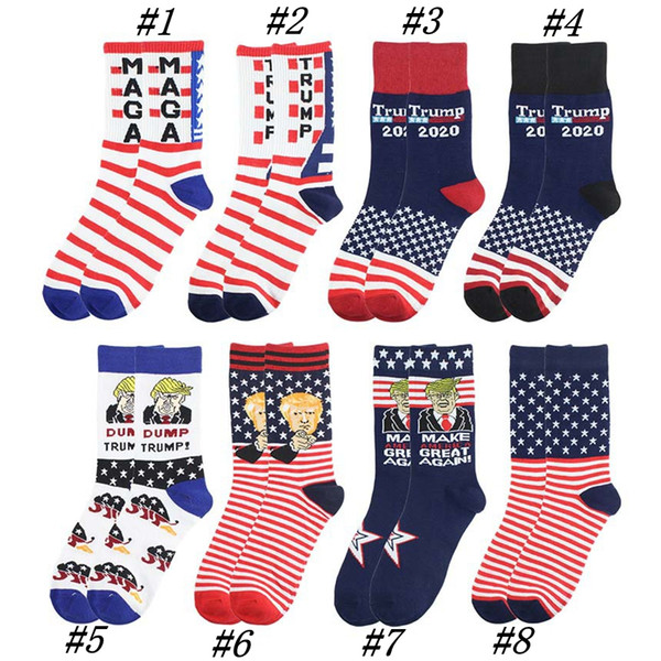 Adult President Middle MAGA Trump Letter Stockings Striped Stars US Flag Knit Sports Socks Stockings Hip Hop MAGA Sock ZZA1949